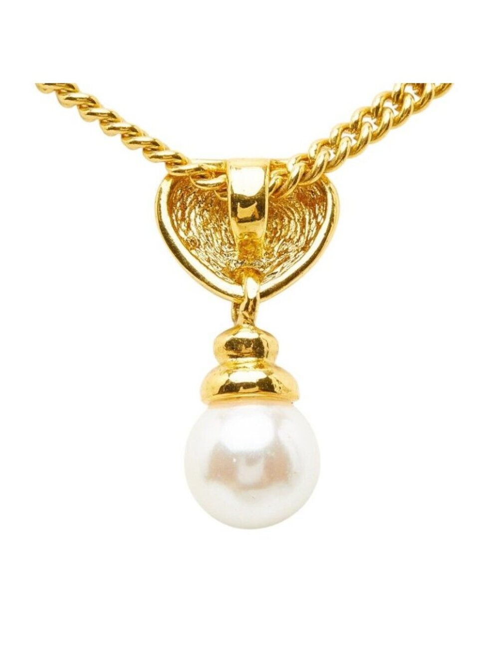 Dior Heart Pendant Necklace Gold Plated Faux Pearl - Picture 3 of 7